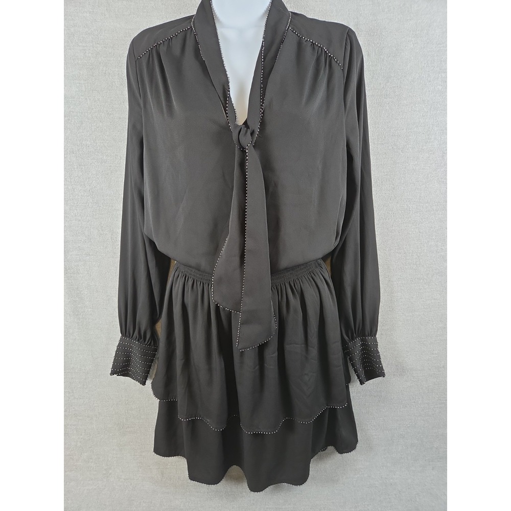 White House Black Market Black Blouson Dress XS Sparkle Edge Whimsigoth Vamp